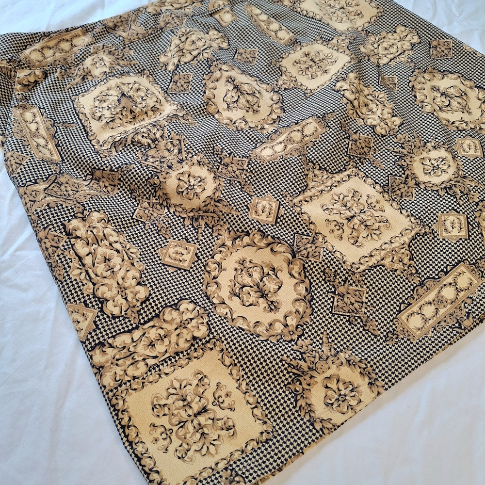Talbots Petites 12 Medallion Print Skirt Preppy Chic A-Line Neutral